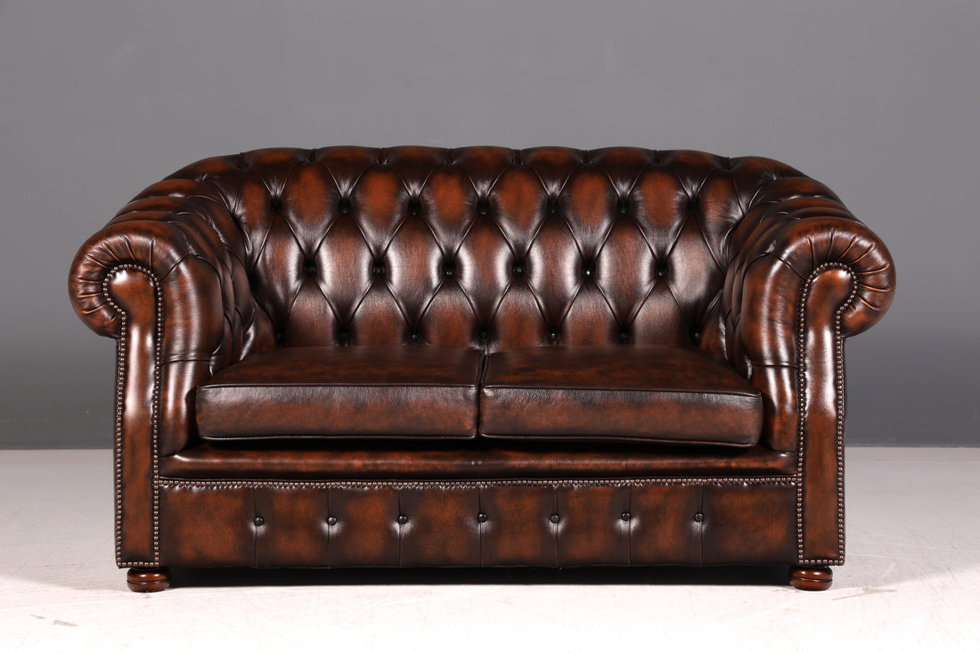 Beautiful Original Chesterfield Centurion 2-Seater Couch Real Leather Sofa English UK Leather Sofa Antique