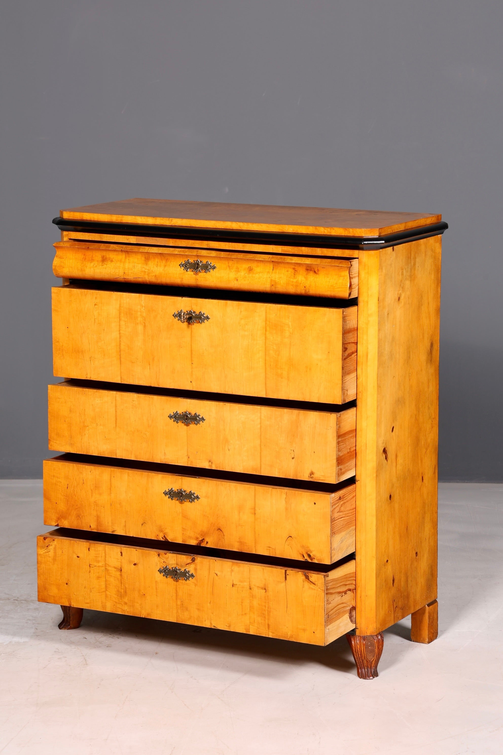 Wunderschöne Biedermeier Kommode Antik Vertiko Schubladenkommode Birke um 1850 Massivholz