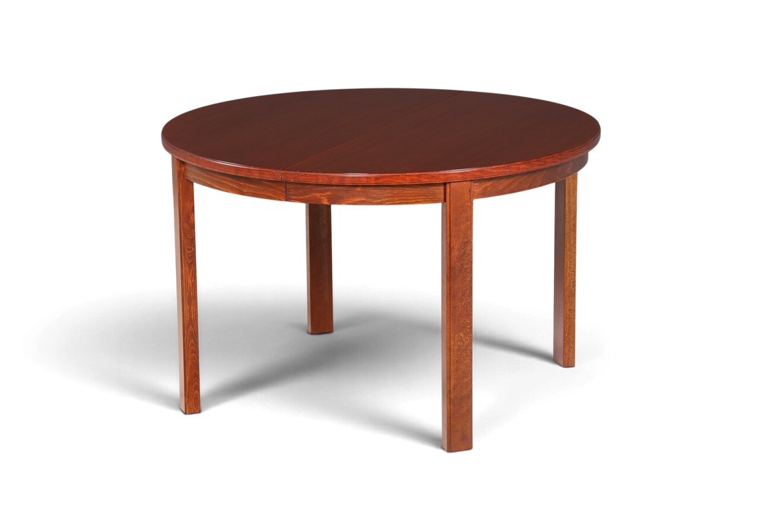 Hauptstadt Möblerei Ulferts Mid-Century Esstisch aus Holz, rund und ausziehbar im skandinavischen Vintage-Design