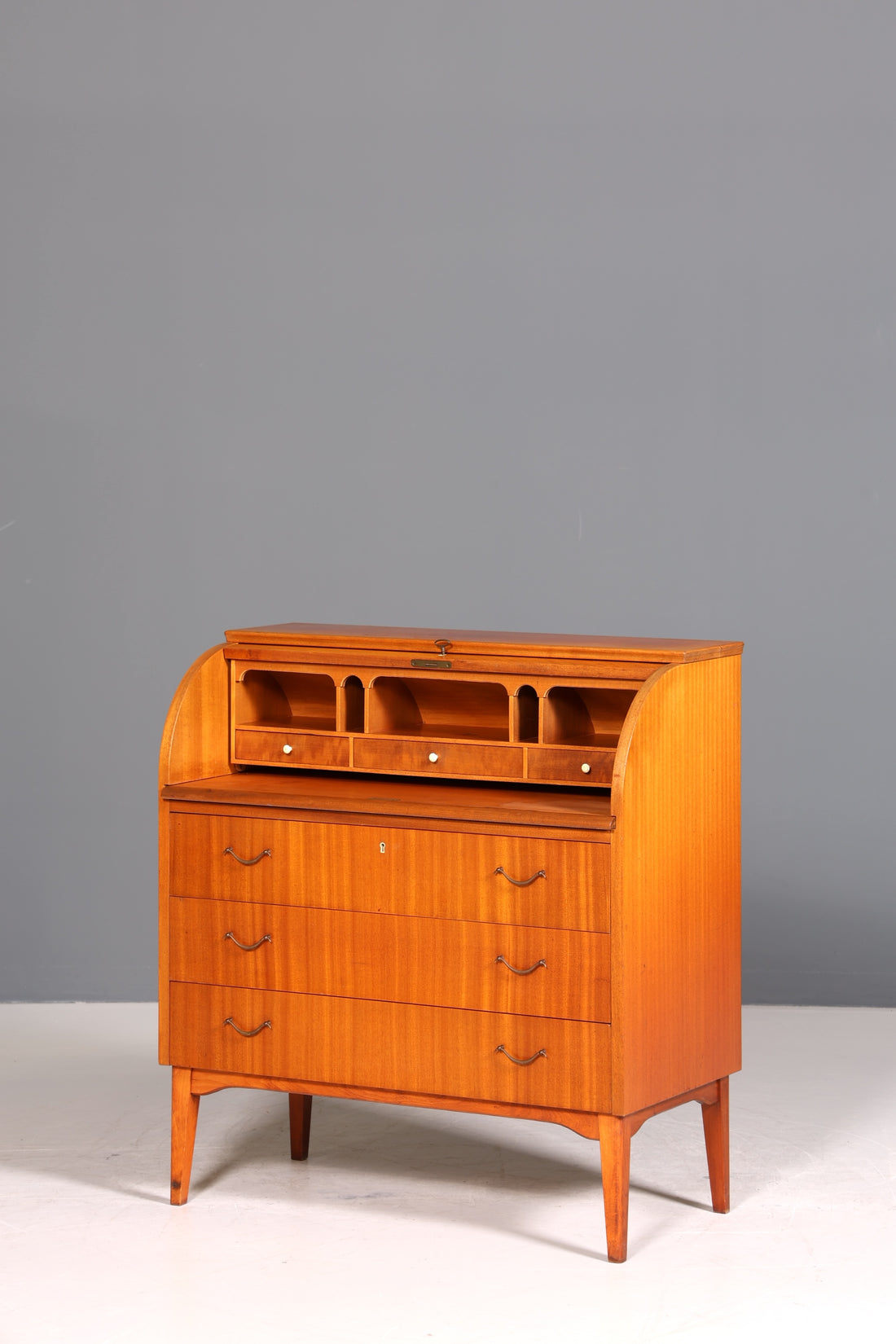 Wunderschöner Mid Century Rollladen Sekretär echt Holz Büro Schrank Vintage Schreibkommode