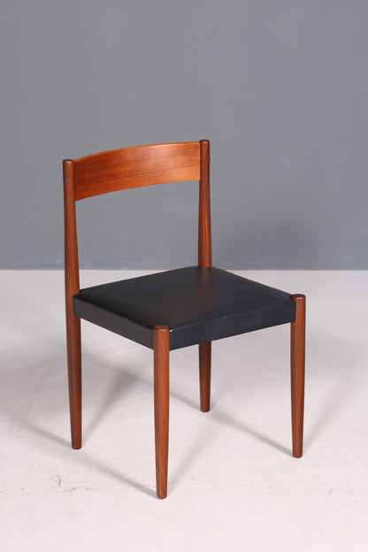 Chaise simple de style milieu du siècle, en palissandre, style secrétaire rétro, en cuir véritable, chaise de cuisine design danois, 1 sur 2