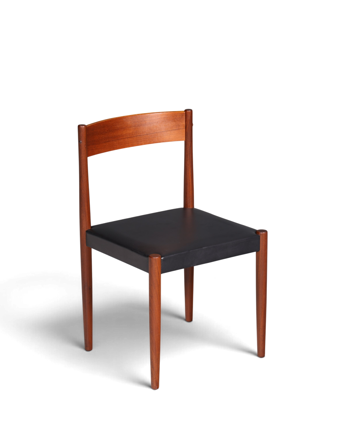 Schlichter Mid Century Stuhl Palisander Retro Sekretär Stuhl echt Leder Danish Design Küchenstuhl 1 von 2