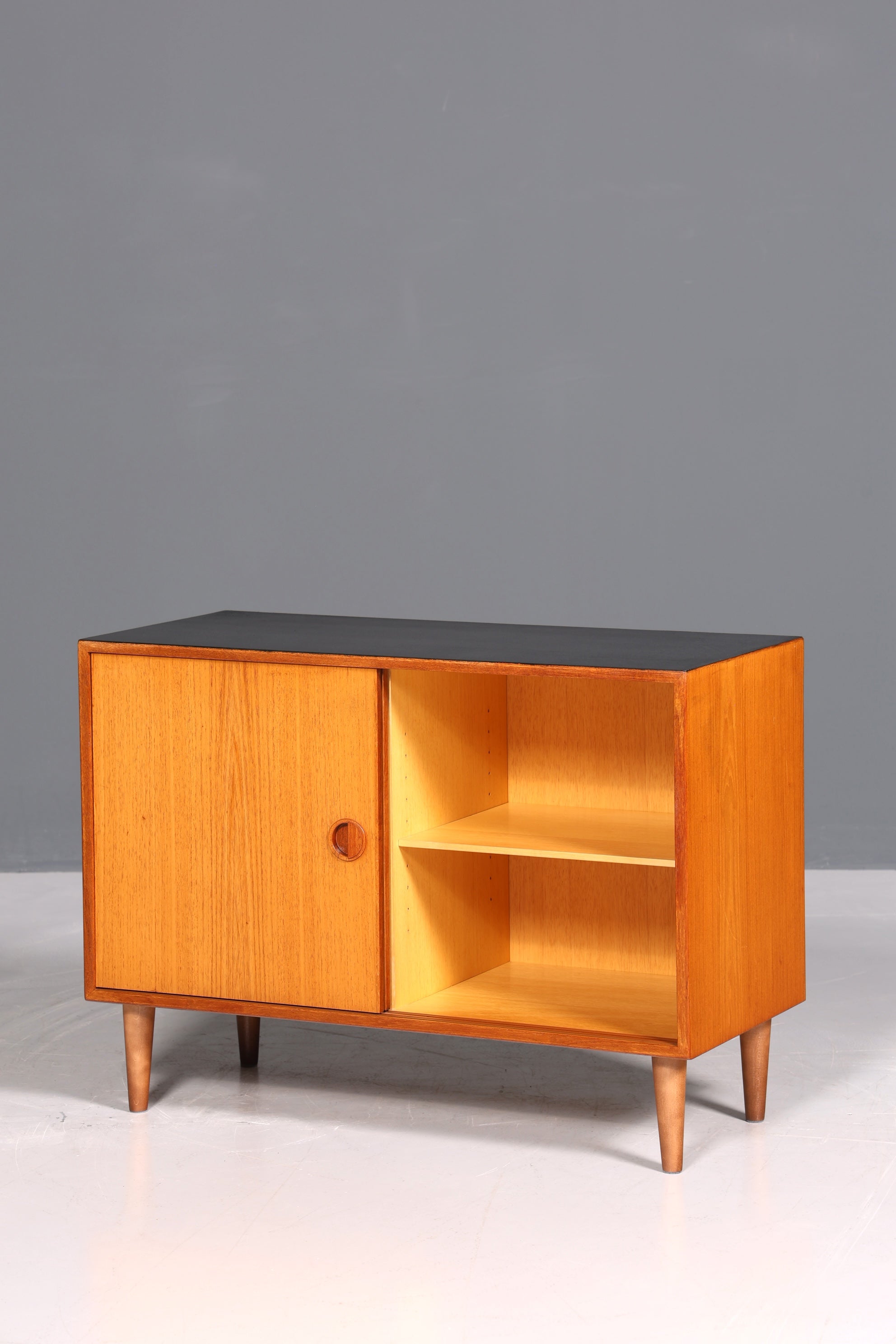 Meuble de style mid-century en teck avec portes coulissantes, commode, buffet, meuble d&