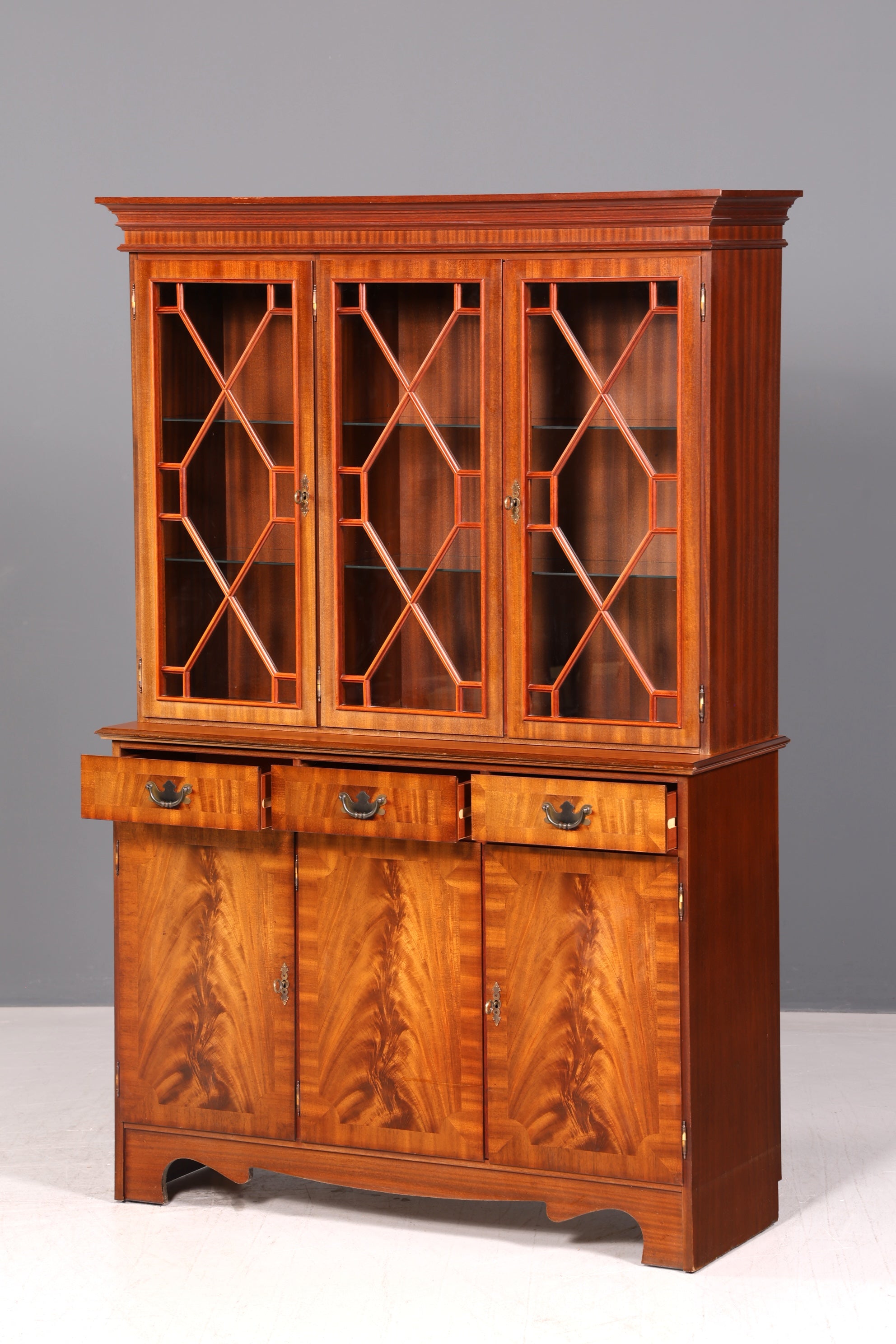 Wunderschöne Englische Vitrine Bibliothek Bücherschrank Glasvitrine Buffet Schrank Echt Holz Antik Vintage