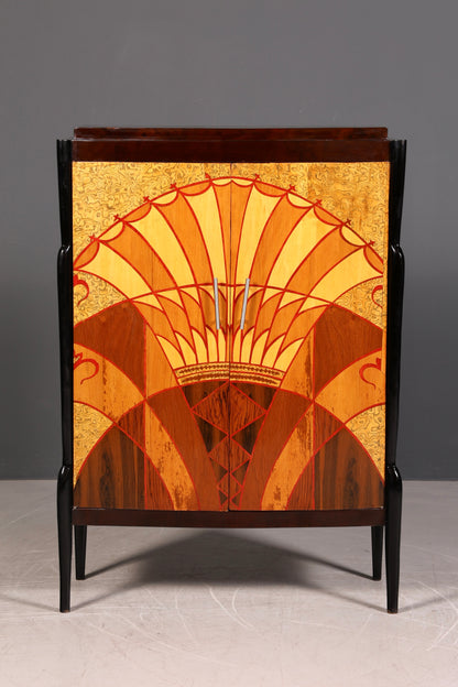 Traumhaftes Art Deco Design Highboard Schrank Kommode Vertiko Sun Cabinet Wäscheschrank
