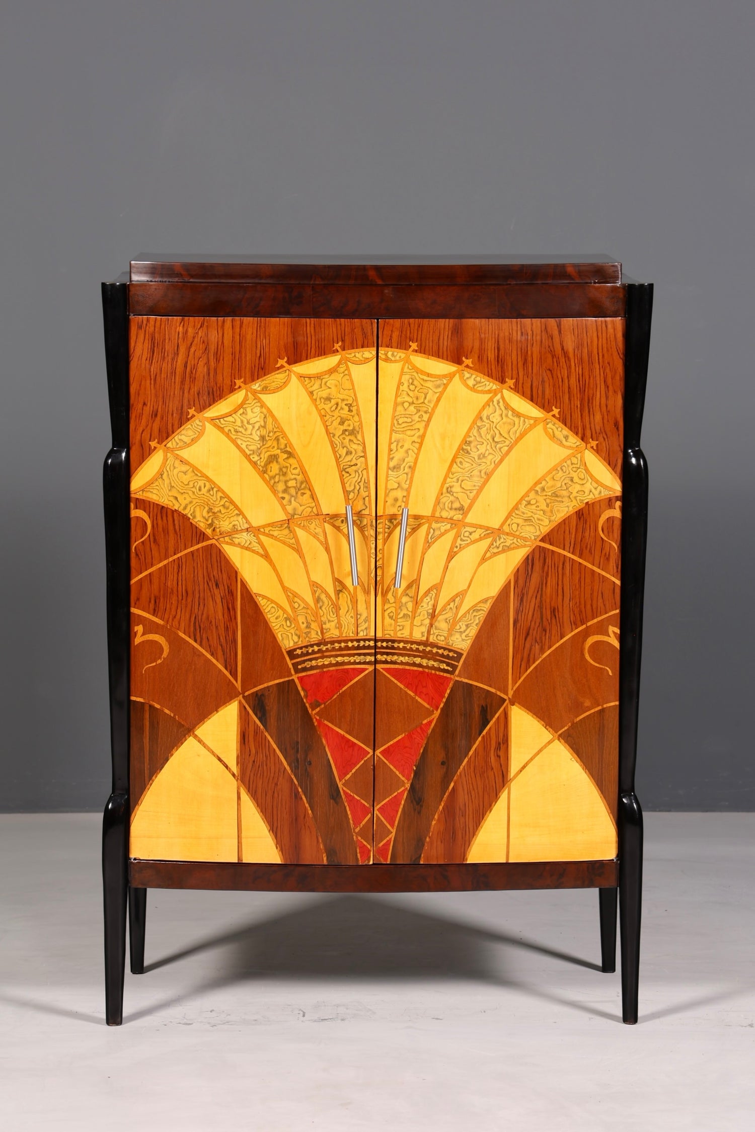 AD91-13 Meuble haut de style Art déco, commode Vertiko, armoire Sun
