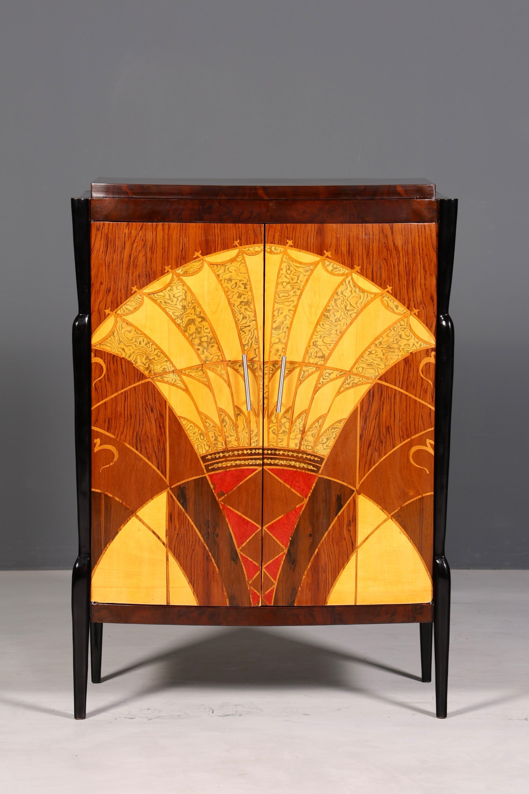 AD91-13 Meuble haut de style Art déco, commode Vertiko, armoire Sun