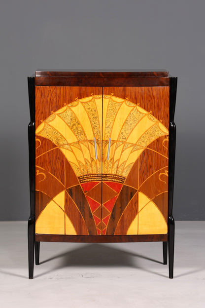 AD91-13 Meuble haut de style Art déco, commode Vertiko, armoire Sun