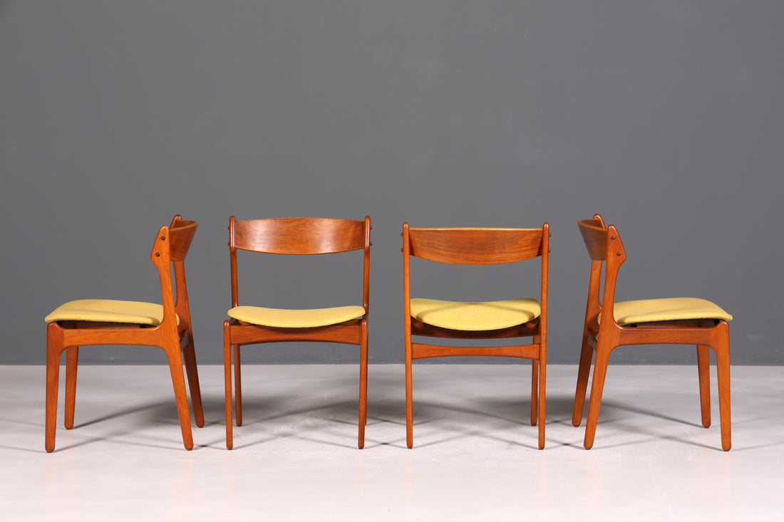 4x Original Erik Buch Stühle von Oddense Maskinsnedkeri A-S  Mid Century Danish Design Teak Holz Esszimmer Stühle Küchenstühle