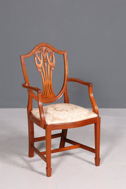 Magnifique fauteuil anglais en if, chaise de secrétaire ancienne, fauteuil rembourré britannique, 2 sur 2