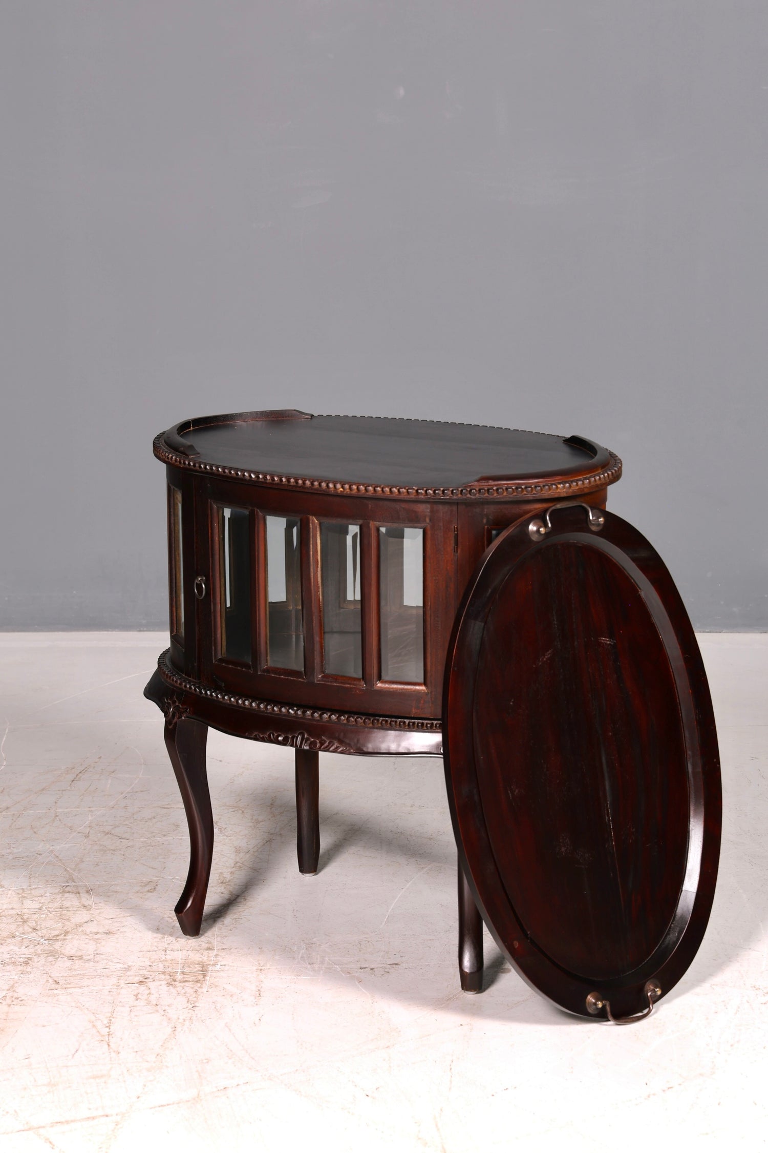 Wunderschöner filigraner Chippendale Barschrank Echt Holz Teeschrank Jugendstil Vitrine Bar Cabinet Vintage