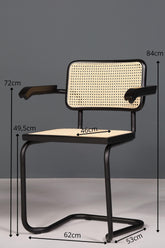 Freischwinger Armlehnstuhl "Milano" Made in Italy Schwarz Korbgeflecht Stuhl Wippstuhl Sekretär Stuhl Küchenstuhl