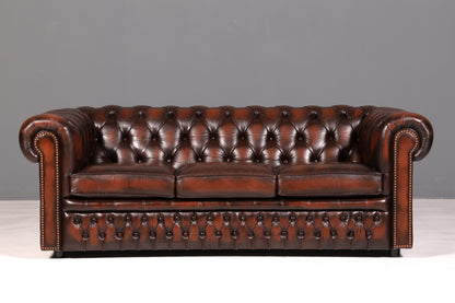 Magnifique canapé Chesterfield Centurion original, 3 places, en cuir véritable, canapé anglais capitonné en cuir