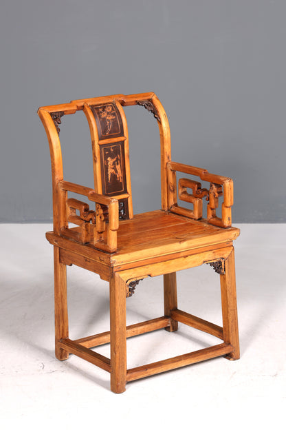 Magnifique fauteuil chinois, chaise en bois, chaise secrétaire asiatique ancienne