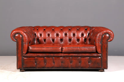 Wunderschönes Original Chesterfield Sofa 2-Sitzer Couch England Echtleder Polstersofa Ledersofa