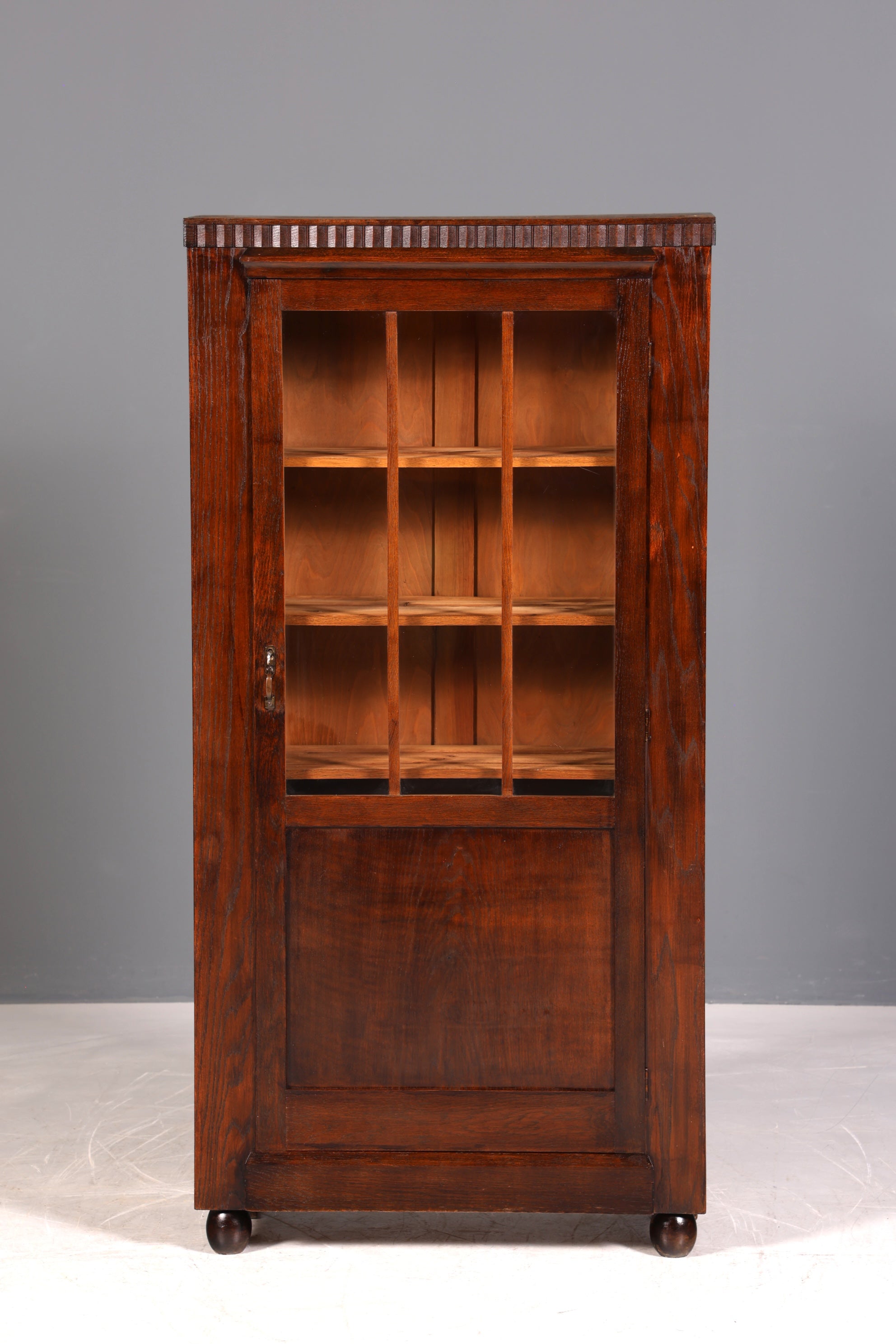 Wunderschöne Jugendstil Vitrine Antike Holz Bücherschrank Eiche Antik Schrank Geschirrschrank