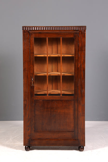 Wunderschöne Jugendstil Vitrine Antike Holz Bücherschrank Eiche Antik Schrank Geschirrschrank