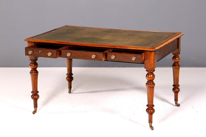 Wunderschöner Englischer Schreibtisch Echt Lederauflage Regency Stil Bürotisch Office Desk Antik
