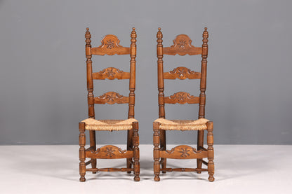 Ensemble de 2 magnifiques chaises espagnoles en rotin rustique, chaises de cuisine