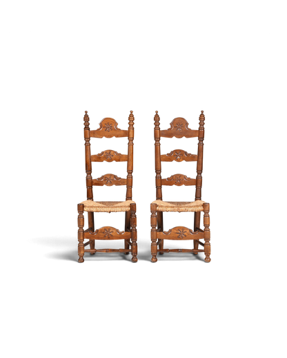 2x Wunderschöne Spanische Stühle Stuhl Set Rattan Rustikale Stühle Küchenstühle
