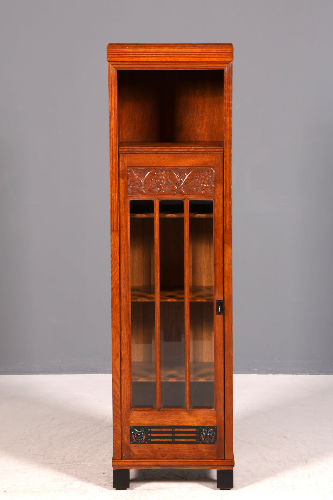 Traumhafte Jugendstil Vitrine Antike Holz Bücherschrank Eiche Antik Schrank Geschirrschrank 2 von 2
