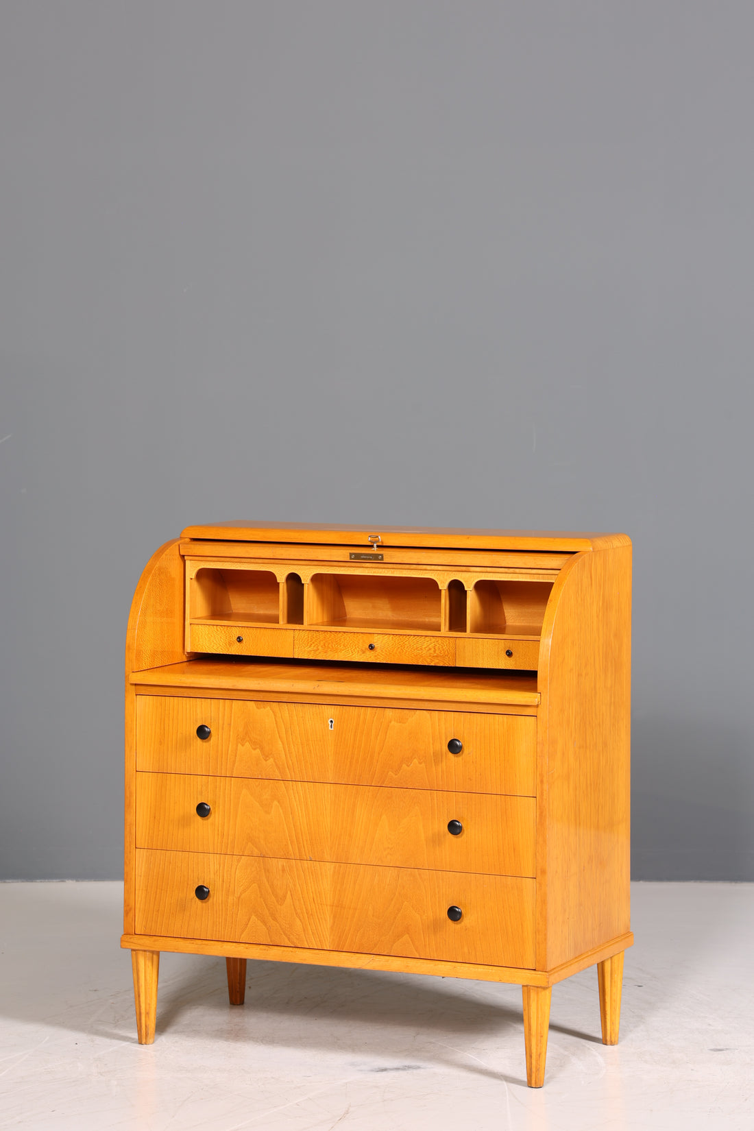 Traumhafter Mid Century Rollladen Sekretär echt Holz Büro Schrank Vintage Schreibkommode