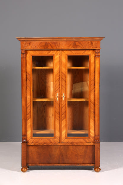 F860 Finish cm Edler Gründerzeit Vitrine um 1880 Schrank Antik Jugendstil Nussbaum Bücherregal