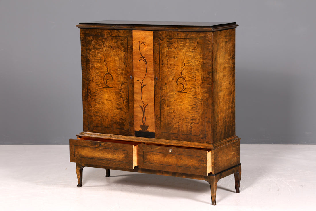 G068 Finish cm Stilvoller Original Art Deco Schrank Vertiko Sideboard um 1930 Highboard Kommode