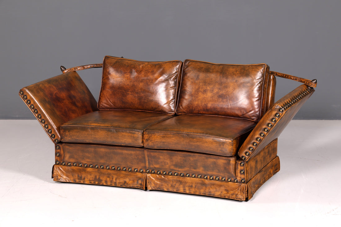 Wunderschönes Englisches Sofa im Knole Stil echt Leder Couch Englisch Polstersofa Antik Stil