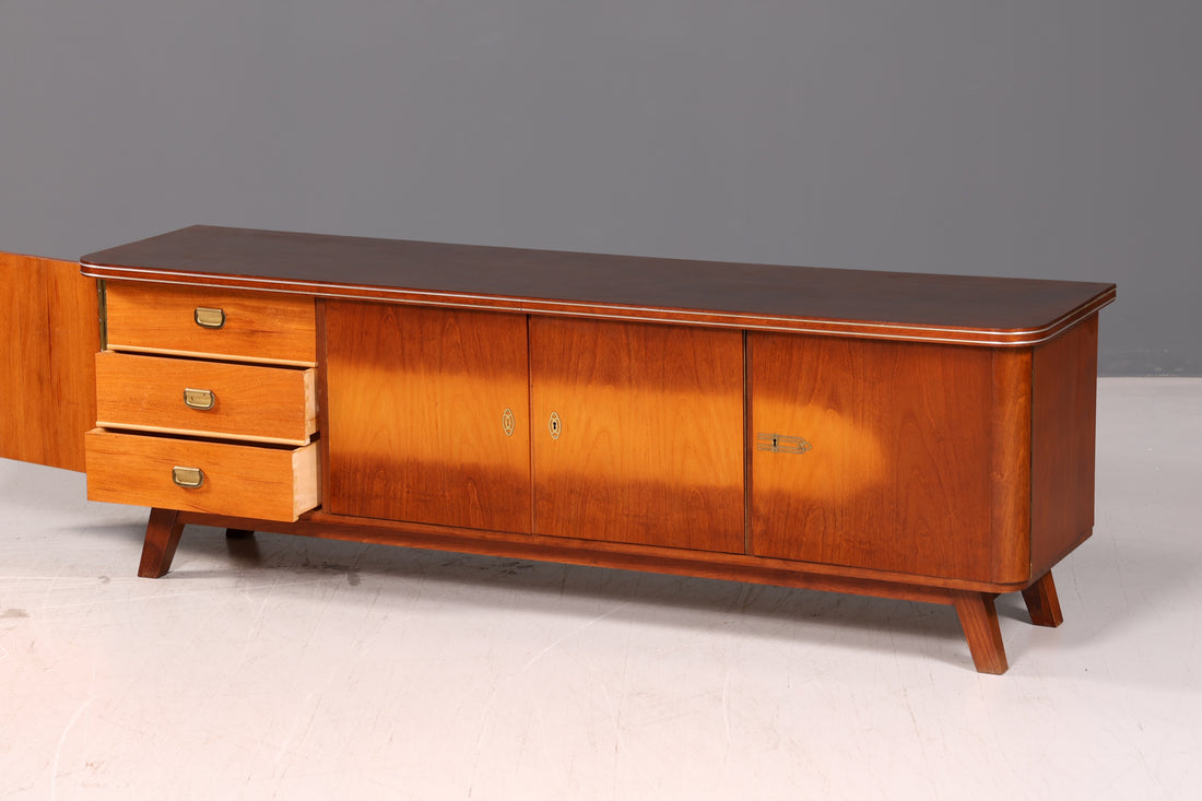 Wunderschönes Mid Century Sideboard Vintage Longboard TV Kommode Schrank Vintage Lowboard 60s Holz