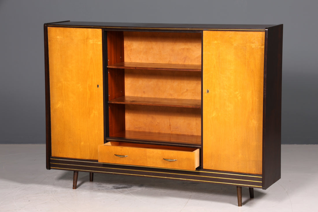Wunderschöner Mid Century Schrank 60er Jahre Bücherregal Aktenschrank Rockabilly Wäscheschrank Regal Highboard