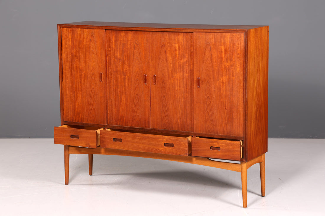 Magnifique highboard Mid Century, armoire vintage, buffet rétro, design danois, commode en bois de teck