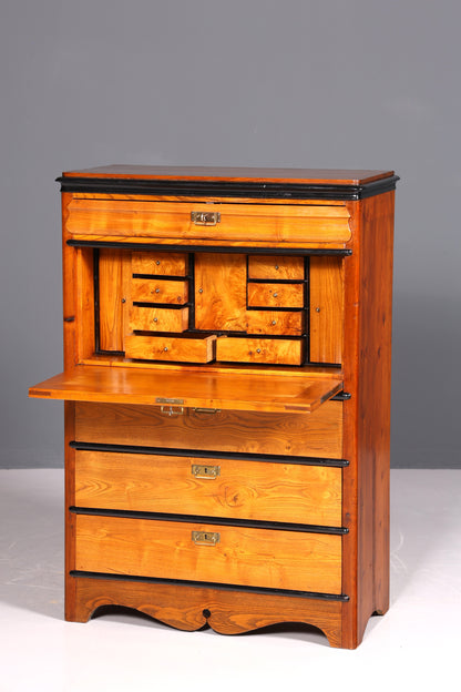 Secrétaire onirique Louis Philippe vers 1880, meuble ancien Gründerzeit, chiffonnier