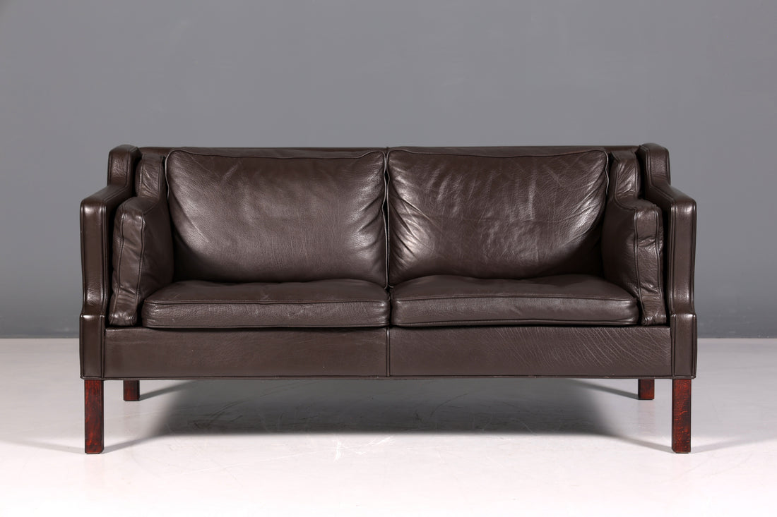 Wunderschönes Designer Børge Mogensen Sofa 2 Sitzer echt Leder Couch Modell 2213 Made in Denmark Canapé