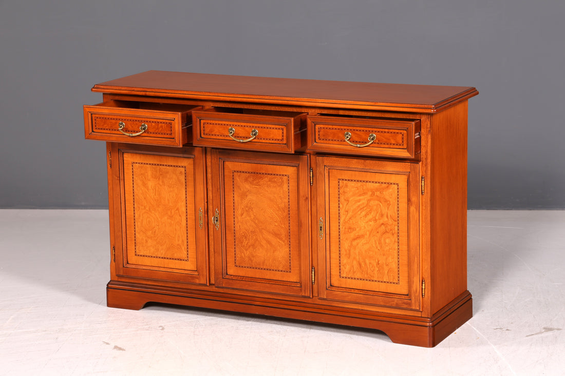 Buffet original Selva Epoca en cerisier, commode, buffet, armoire avec incrustations, mobilier italien