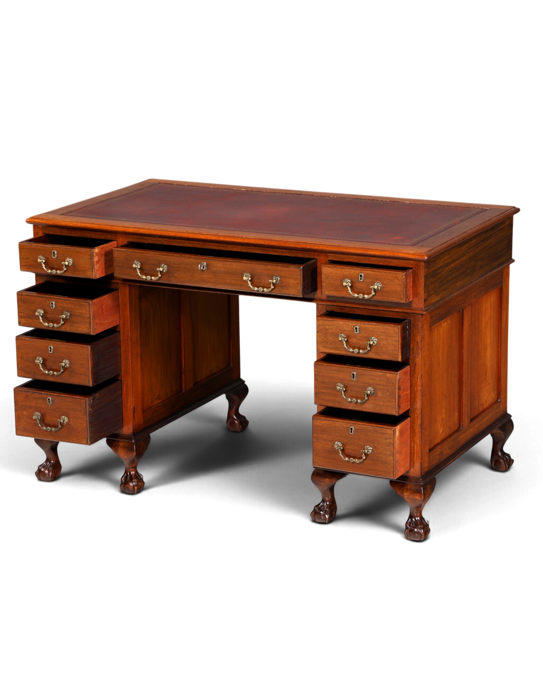 G362 Finish Wunderschöner Englischer Schreibtisch echt Lederauflage Bürotisch Antik Stil Office Desk (Kopie 2)