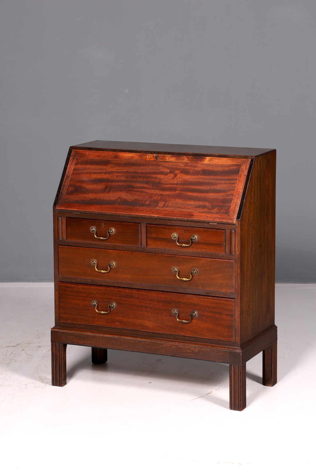 Magnifique secrétaire anglais, commode bureau en bois massif, bureau, commode, bureau ancien vintage