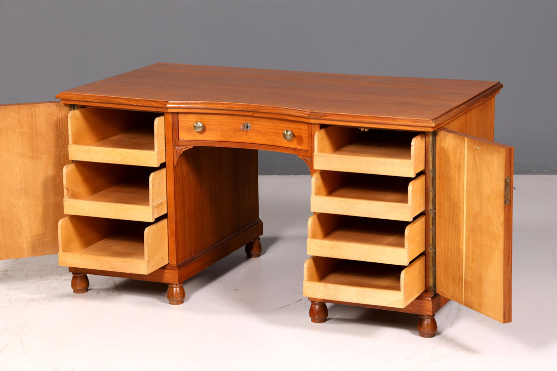 Beautiful Art Nouveau oak desk wooden office table antique vintage
