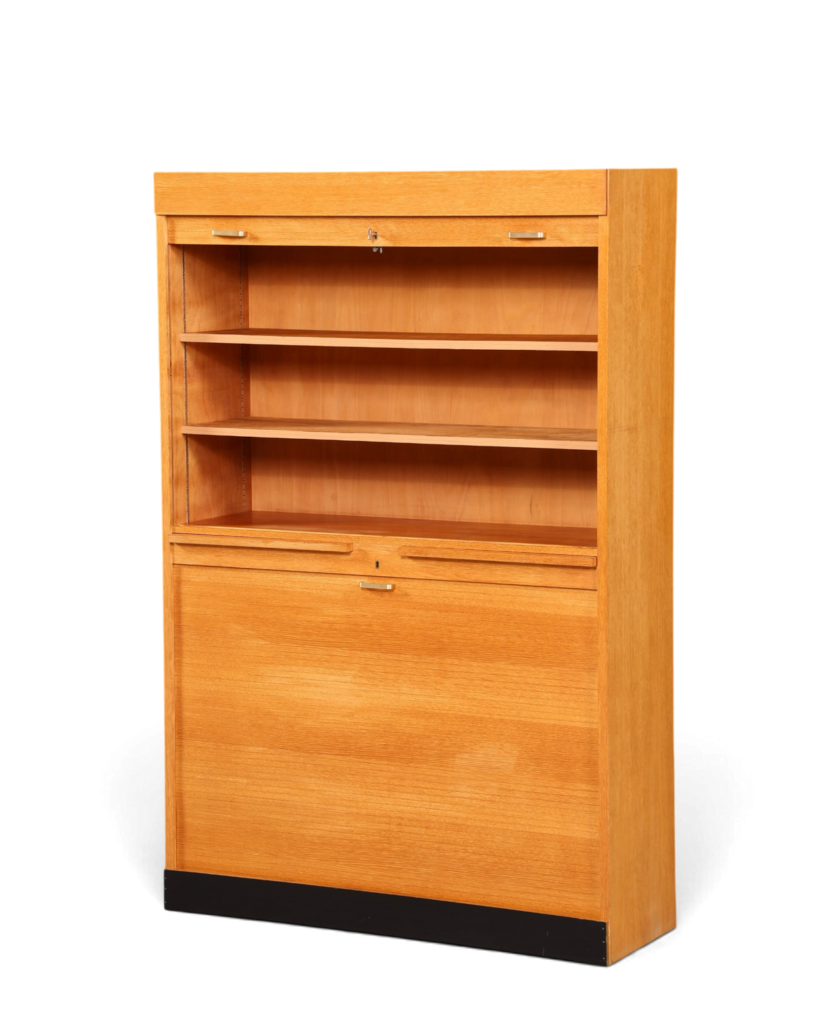 Hauptstadt Möblerei Rollladenschrank aus massivem Holz im Bauhaus Stil mit höhenverstellbaren Regalböden