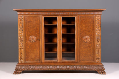 Bibliothèque néo-renaissance XXL onirique, vitrine ancienne, bureau de gentleman, buffet Gründerzeit, armoire, étagère, bureau