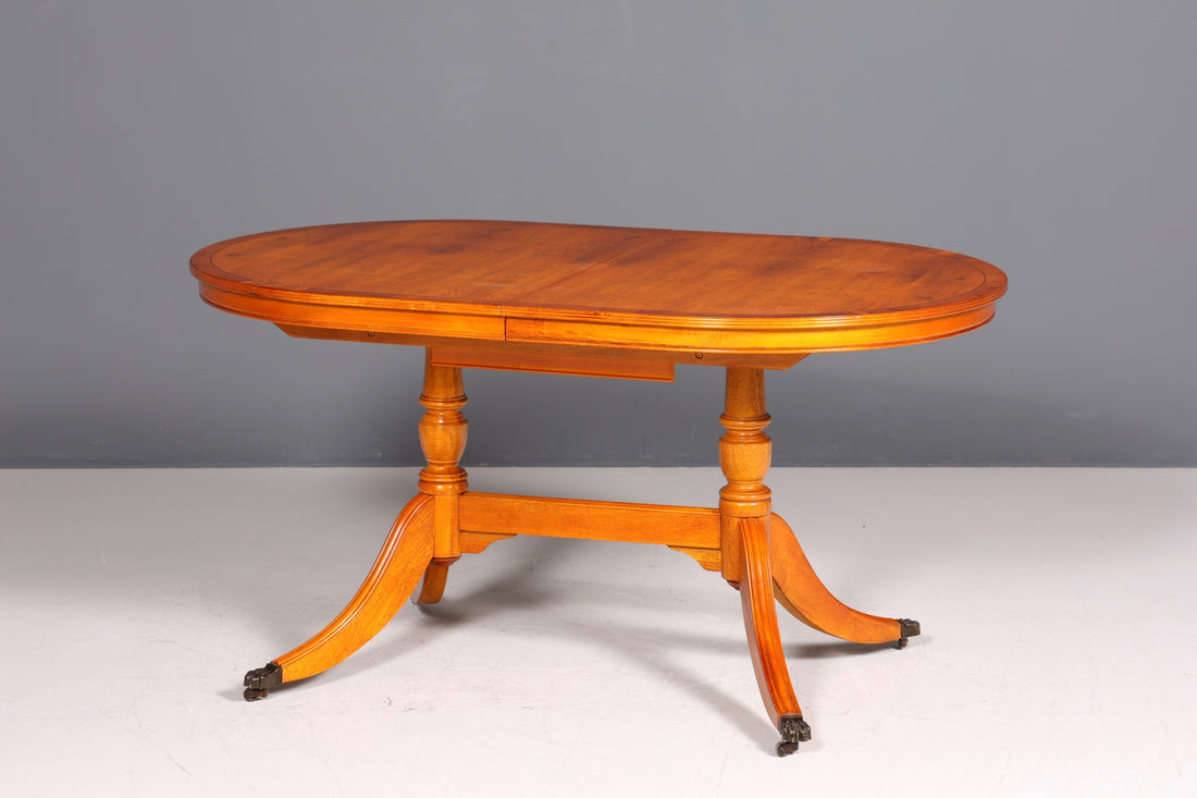 Magnifique table de salle à manger extensible de style anglais ancien, table de cuisine des années 60, en bois d&