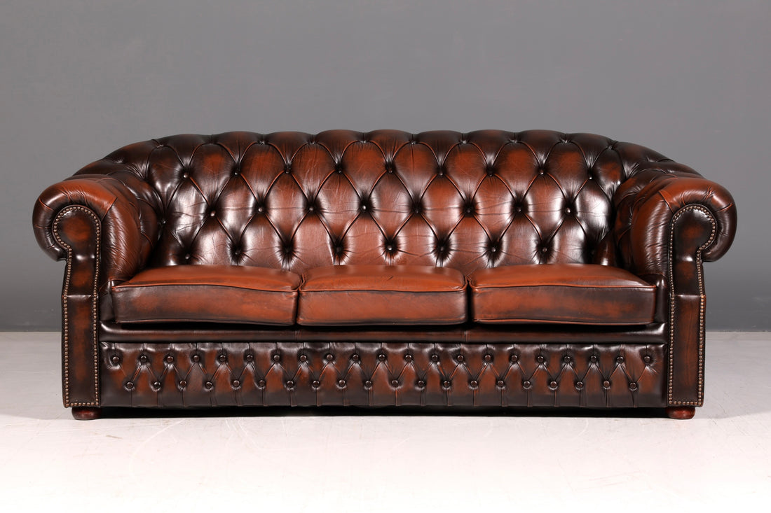 Magnifique canapé Chesterfield Centurion original 3 places, cuir véritable, canapé anglais, canapé rembourré, antique vintage