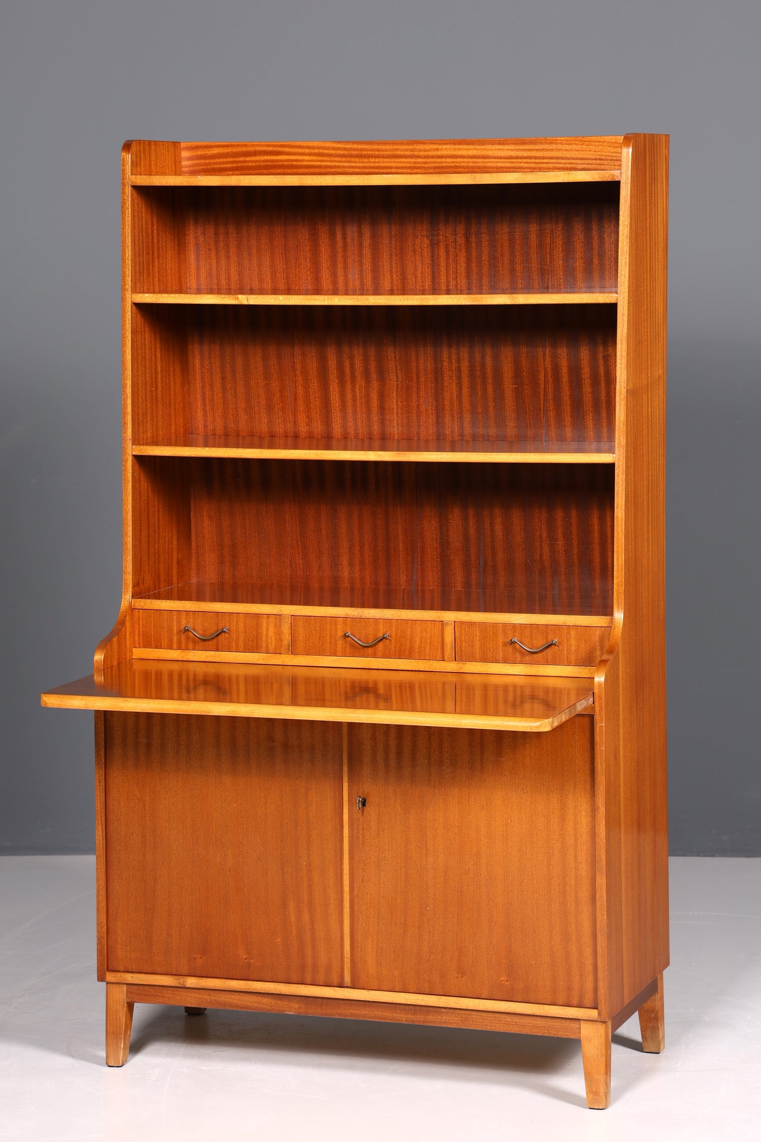 Wunderschöner Mid Century Schrank Bücherregal Vintage Sekretär Highboard Holz Regal