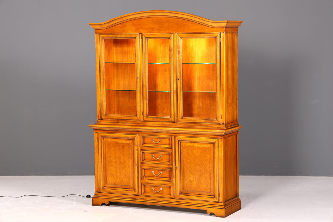 Magnifique Vitrine Original Selva en Merisier Buffet Bibliothèque Style Antique Armoire Vaisselier Meubles Italiens