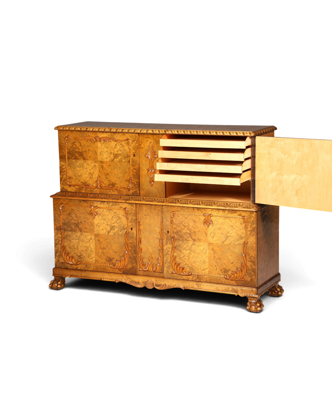 Traumhafter Chippendale Schrank Barock Stil Vertiko Highboard Englisch Antik 50s 60s Kommode