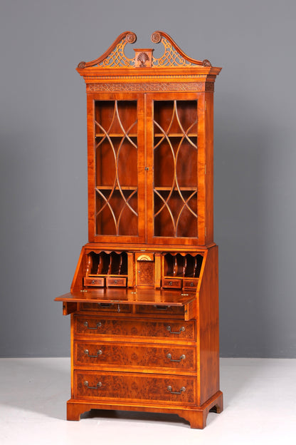 Stilvoller Englischer Sekretär Original Wade Büro Aufsatzsekretär Antik 60s Vitrinen Schrank UK