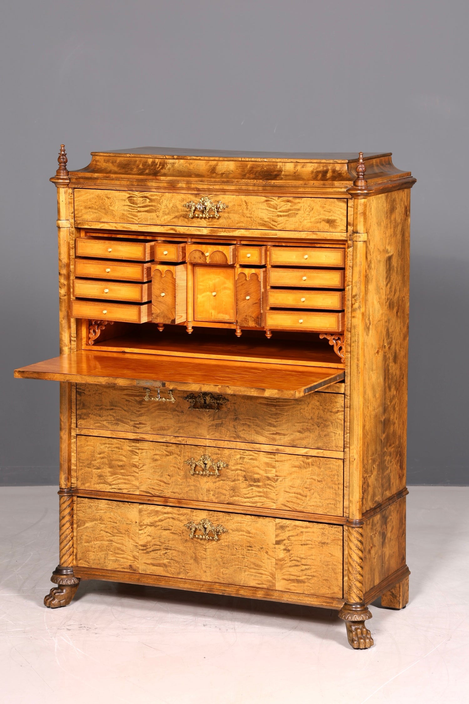 G545 Finish cm Stilvoller Biedermeier Sekretär Louis Philippe Vertiko Antik Kommode Schreibkommode Office Desk (Kopie)