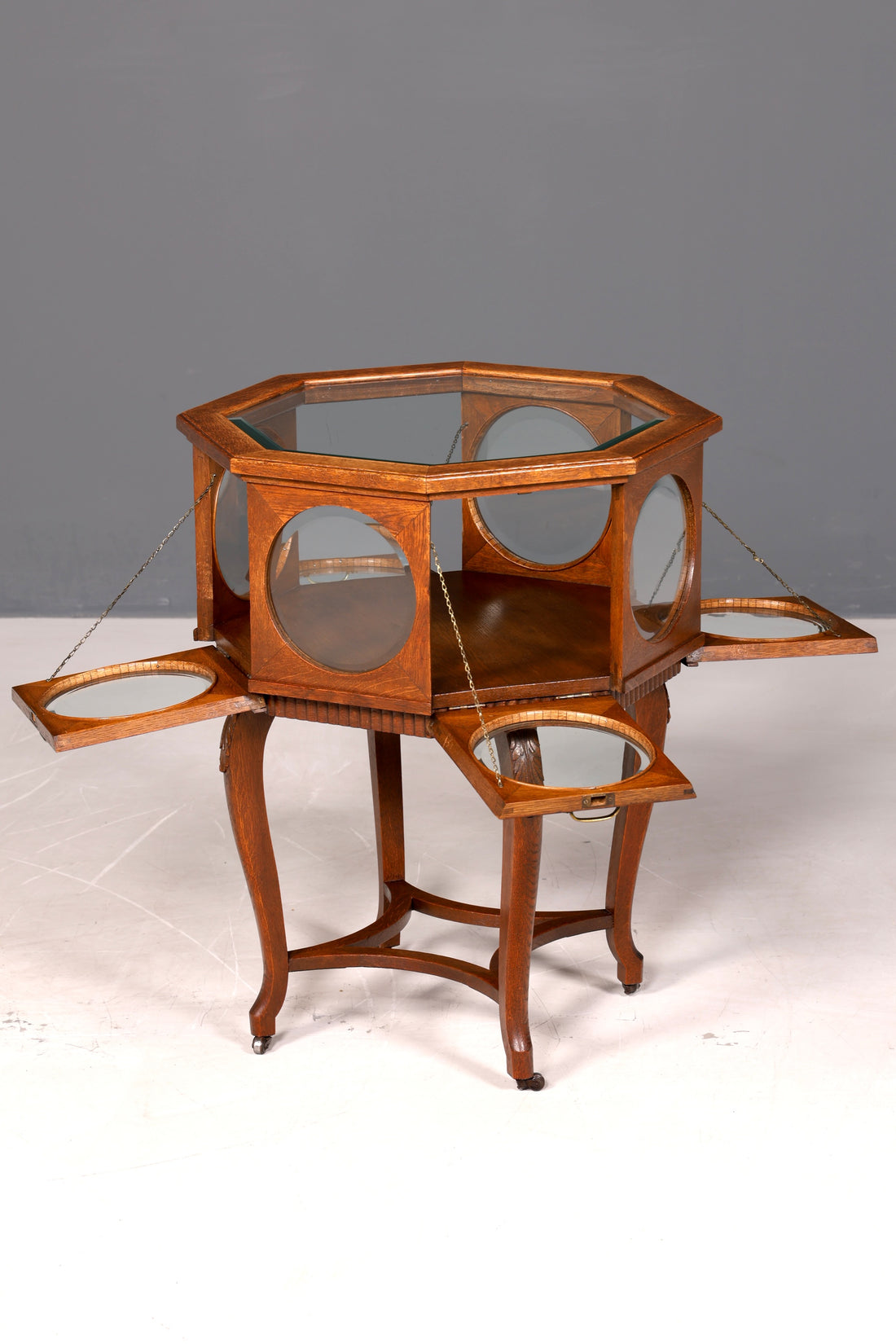 Wunderschöner filigraner Chippendale Barschrank echt Holz Teeschrank im Jugendstil Vitrine