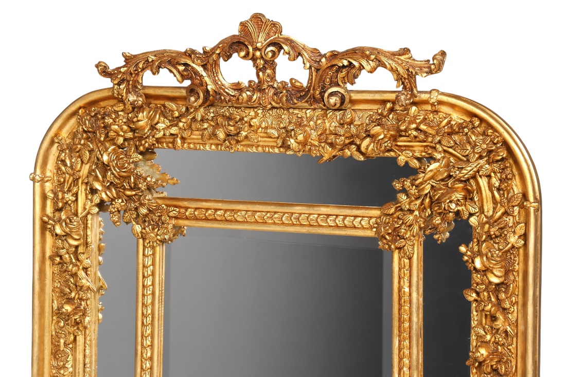 Aussergewöhnlicher Prunk Barock Stil Standspiegel Antik Stil Gold Ornament Flurspiegel Spiegel