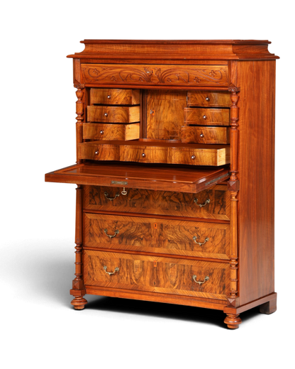 Traumhafter Louis Philippe Sekretär um 1870 Vertiko Nussbaum Highboard Kommode Sekretär Schrank